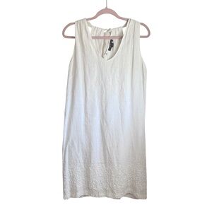 White Linen Beaded Summer Cocktail Dress